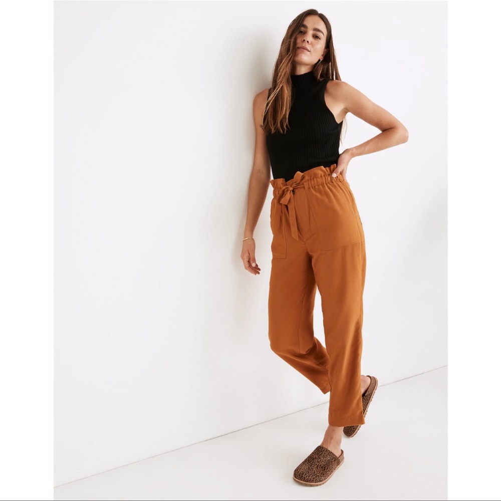 Madewell Pants Medium High Rise Paperbag Trousers Belted Dunaway